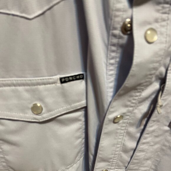 Poncho Mens Light Blue Plaid Short Sleeve Mens M - Picture 2 of 4